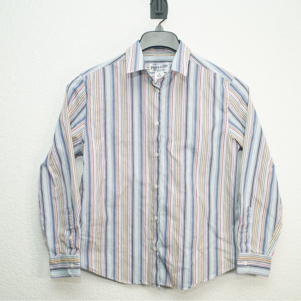 Pendleton Womens Blue Multi Stripe Vintage Long Sleeve Button Down Shirt Small